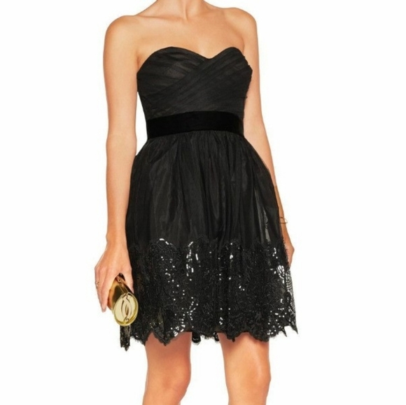 Marchesa Notte Tulle Strapless Dress - Picture 2 of 9